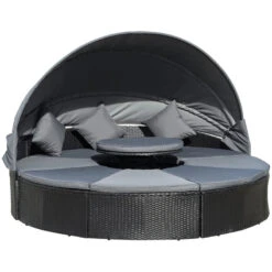 Outsunny Garden Daybed With Adjustable Table - Black