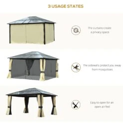 Outsunny 3.6 X 4m Hardtop Gazebo Canopy With Polycarbonate Roof And Aluminium Frame, Garden Pavilion With Mosquito Netting And Curtains 13 Outsunny 3.6 X 4m Hardtop Gazebo Canopy With Polycarbonate Roof And Aluminium Frame, Garden Pavilion With Mosquito Netting And Curtains -Home Furnishing Serie Shop xAcb3017e906a85c8 75940263 45a1 4316 9b88 b13521d68a75