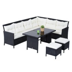 Outsunny Rattan Corner Sofa Set With Table And Footstools - Black 20 Outsunny Rattan Corner Sofa Set With Table And Footstools - Black -Home Furnishing Serie Shop xeodaa17eecc29106 jpg