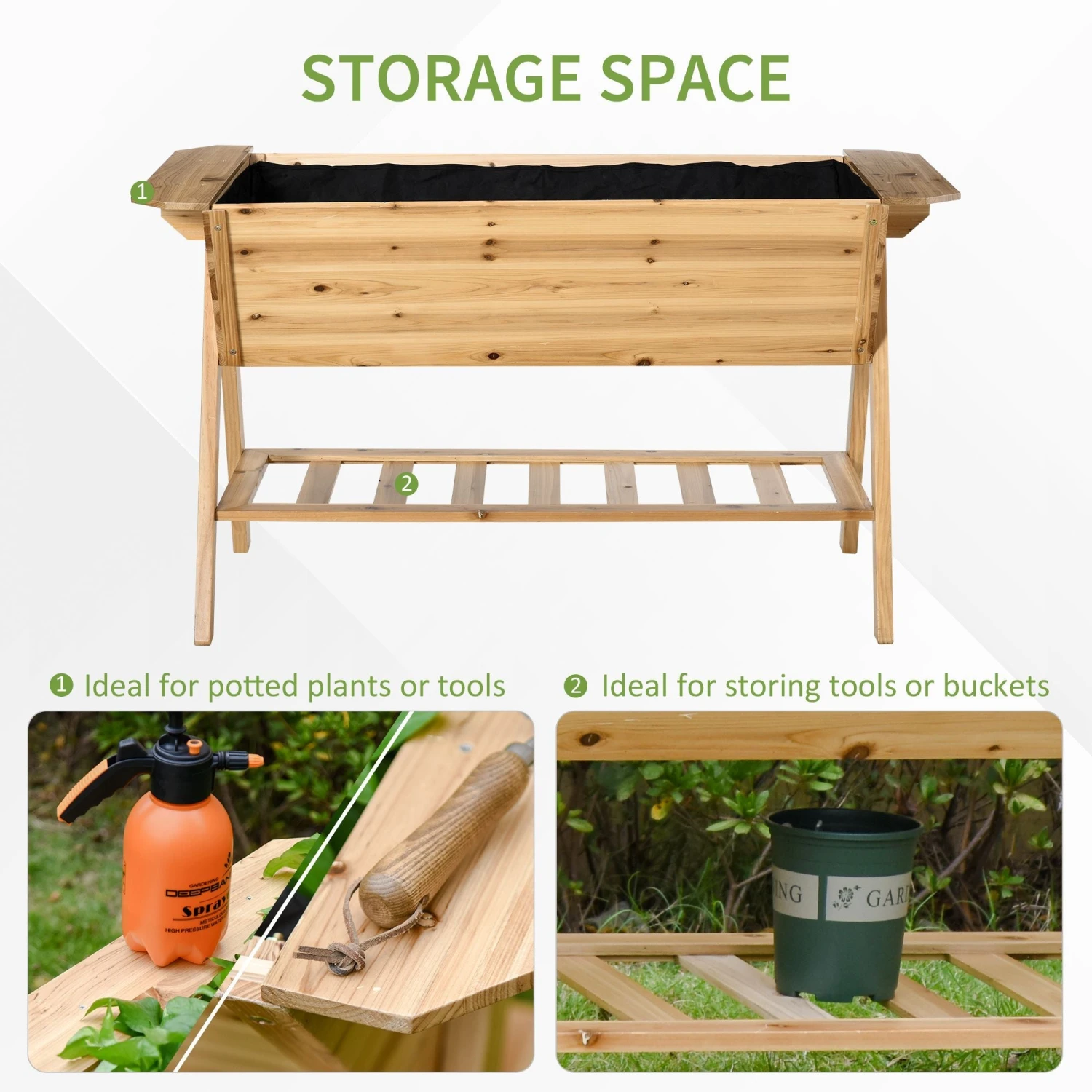 Outsunny Wooden Planter Garden Raised Bed 5 Outsunny Wooden Planter Garden Raised Bed - Image 5