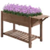 Outsunny Wooden Raised Garden Plant Stand Tall Flower Bed With Shelf 123 X 54 X 74cm