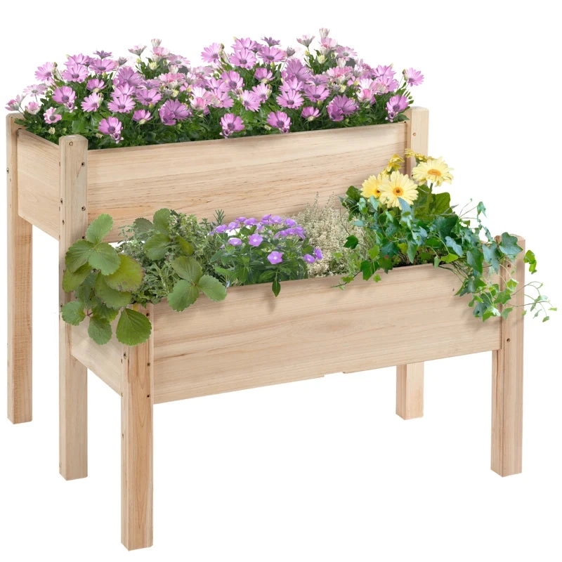 Outsunny 2-Piece Solid Fir Wood Plant Raised Bed 10 Outsunny 2-Piece Solid Fir Wood Plant Raised Bed - Image 10