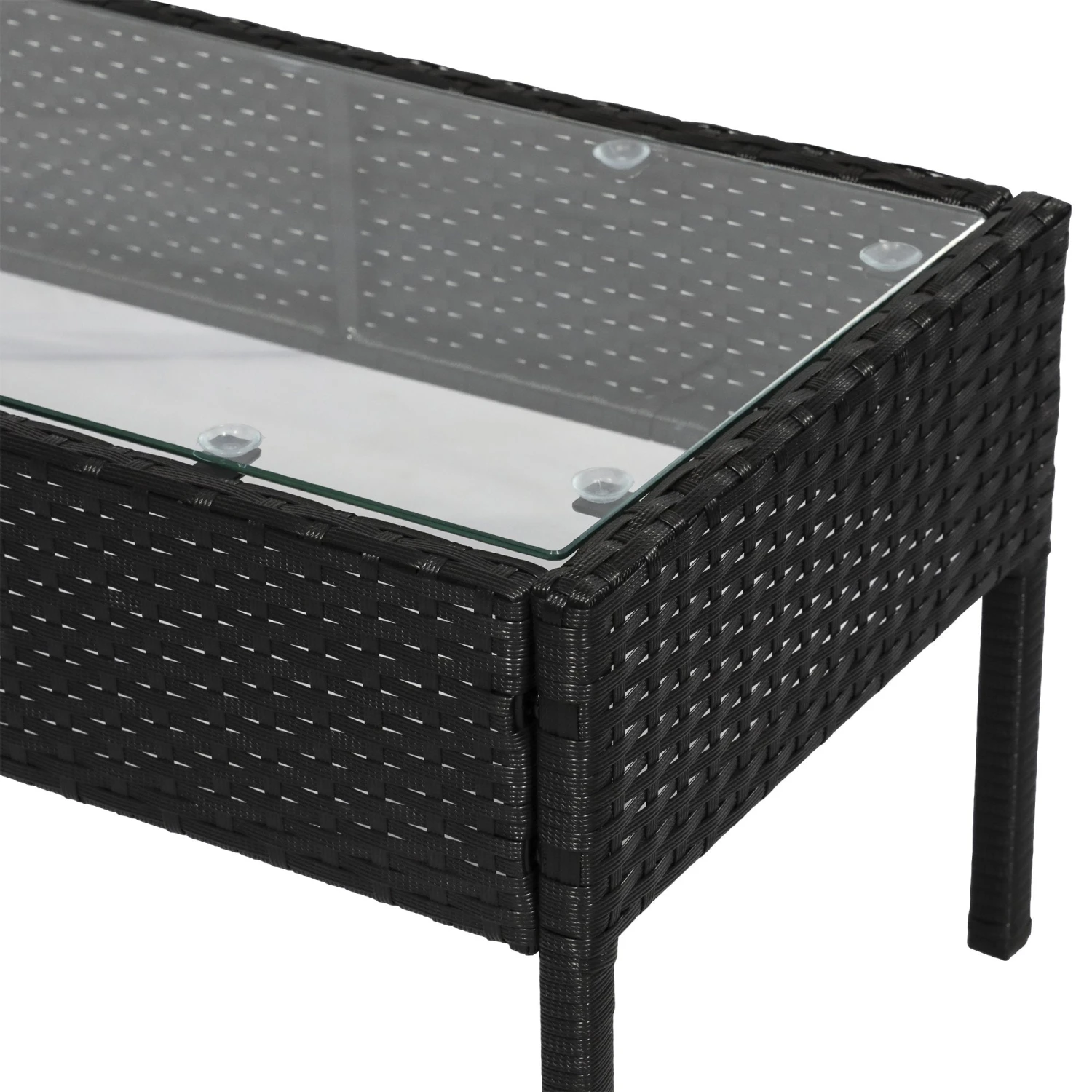 Outsunny 4 Pieces Outdoor PE Rattan Corner Sofa With Cushions - Black 9 Outsunny 4 Pieces Outdoor PE Rattan Corner Sofa With Cushions - Black - Image 9