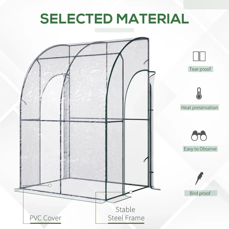 Outsunny Greenhouse Lean To 143x118x212 Cm - Clear 4 Outsunny Greenhouse Lean To 143x118x212 Cm - Clear - Image 4